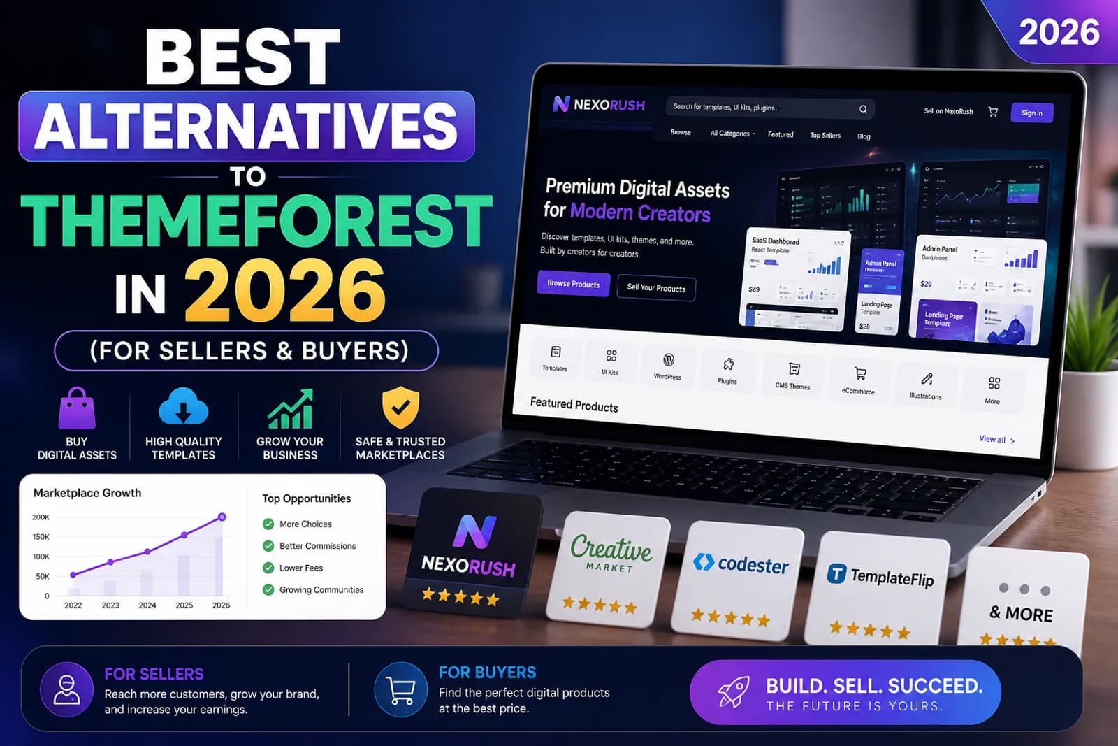 Best Alternatives to ThemeForest in 2026 (For Sellers & Buyers)