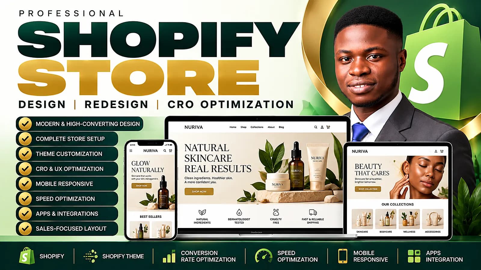 Diseñaré tienda Shopify, rediseño Shopify, optimización CRO para sitio Shopify