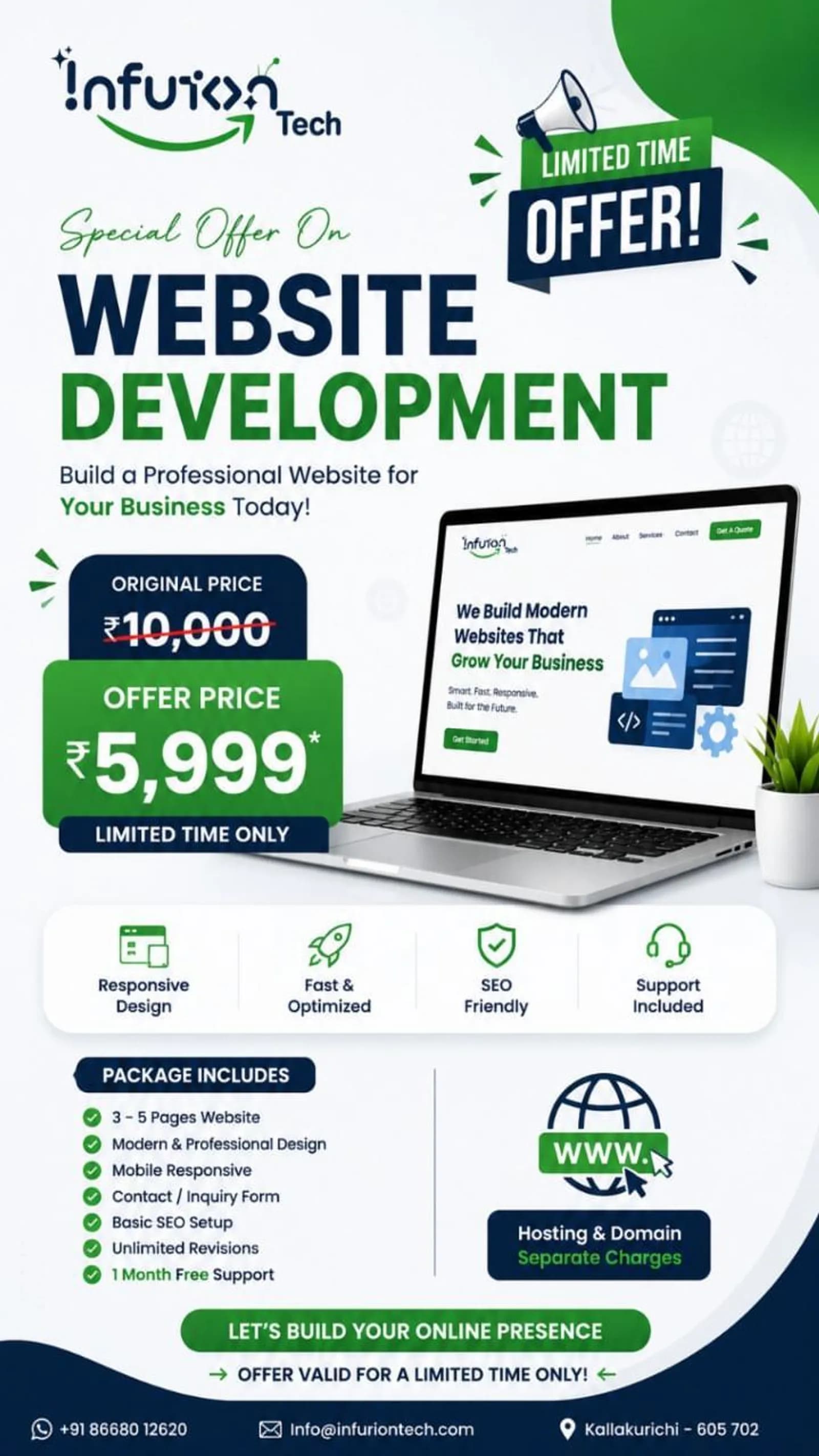 Odkryj swój potencjał online: Profesjonalne tworzenie stron internetowych już za 5 999 ₹